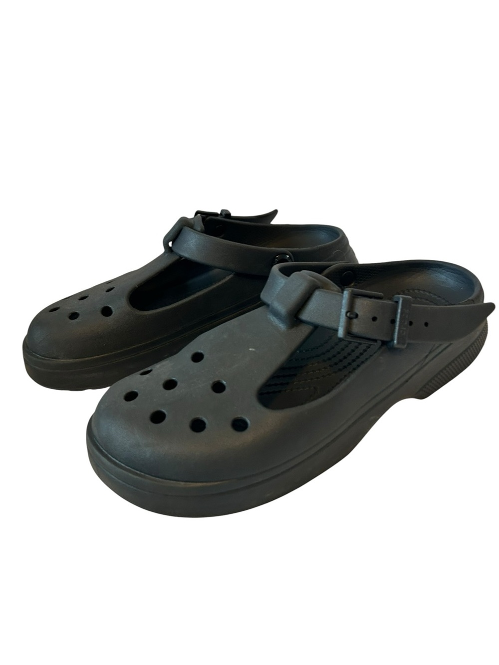 CROCS Black Mary Jane Clog Mules with Adjustable Strap